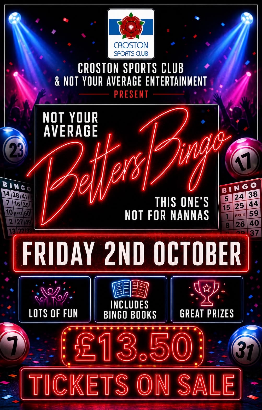 Not Your Average Better’s Bingo – Friday 2nd October